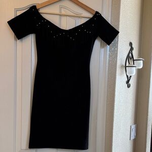 Oh My Love Black Fringe Off-Shoulder Dress